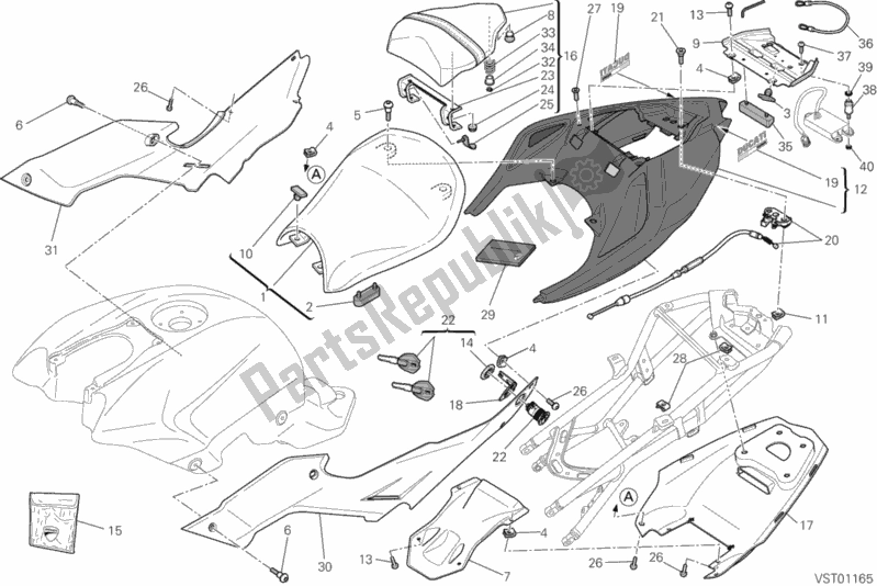 All parts for the Seat of the Ducati Streetfighter 848 USA 2013